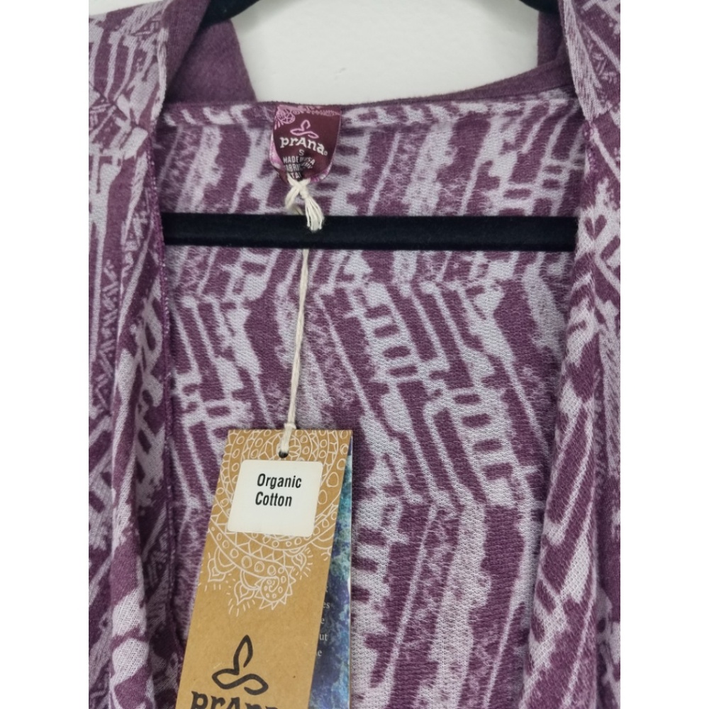Prana Purple Patterned Open-Front Cardigan - Picture 3 of 5